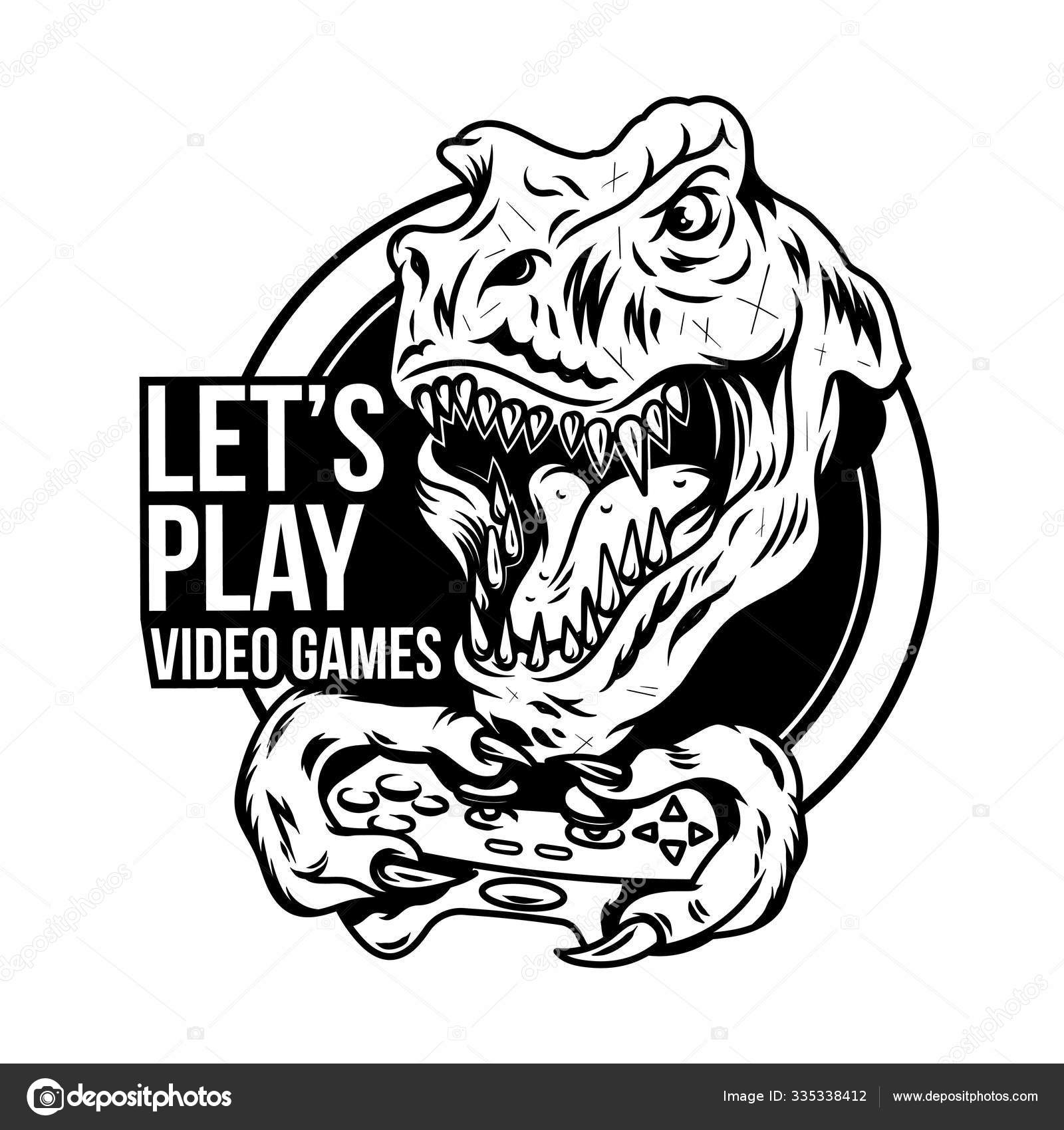 T rex irritado dinossauro gamer que jogar jogo imagem vetorial de  Dovbush94© 335338412